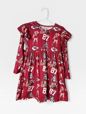 Lily Babe Boutique Kansas City Chiefs Girl's Ruffle Dress (A)